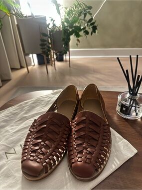 Nisolo Brown Woven Leather Men's Slip-On Loafers, Men's Huarache Sandal 2.0